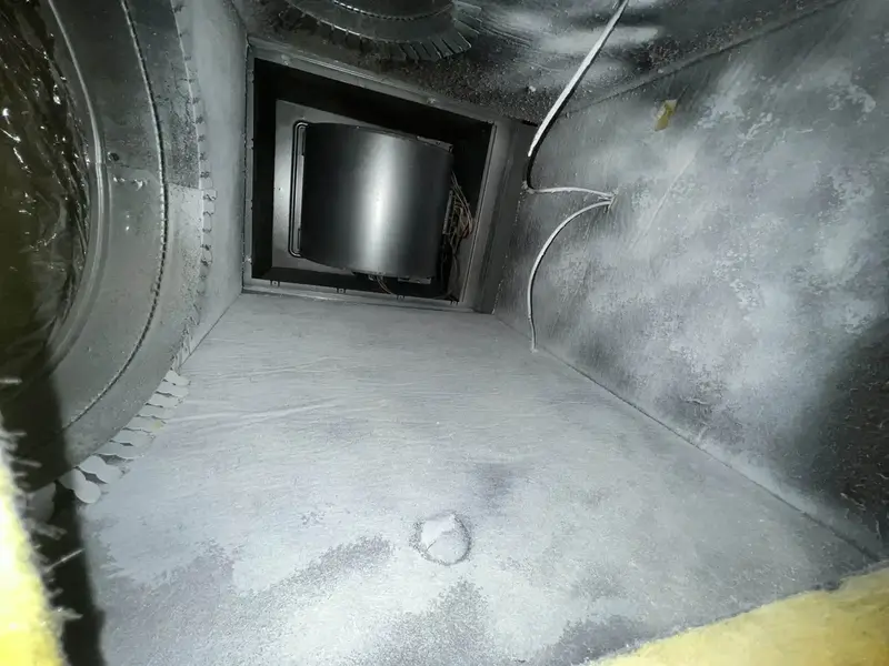 Same plenum box spotless after professional cleaning by Air Central