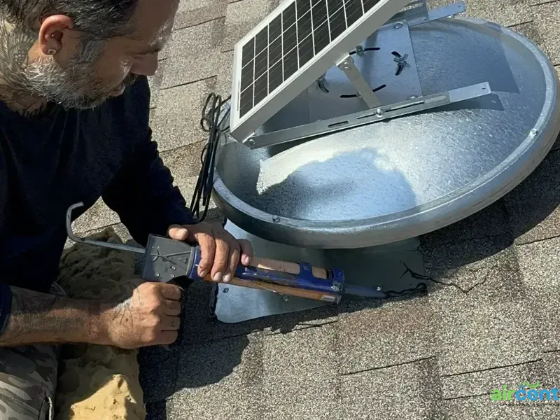 After solar attic fan installation — Roof Mount