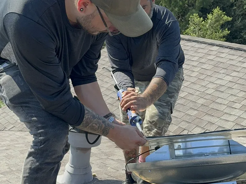 Before solar attic fan installation — Roof Mount