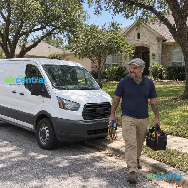 Nessi Ziv arriving with Air Central service equipment at an Austin-area home