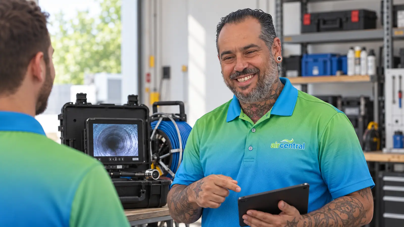 Nessi Ziv with an Air Central duct inspection camera