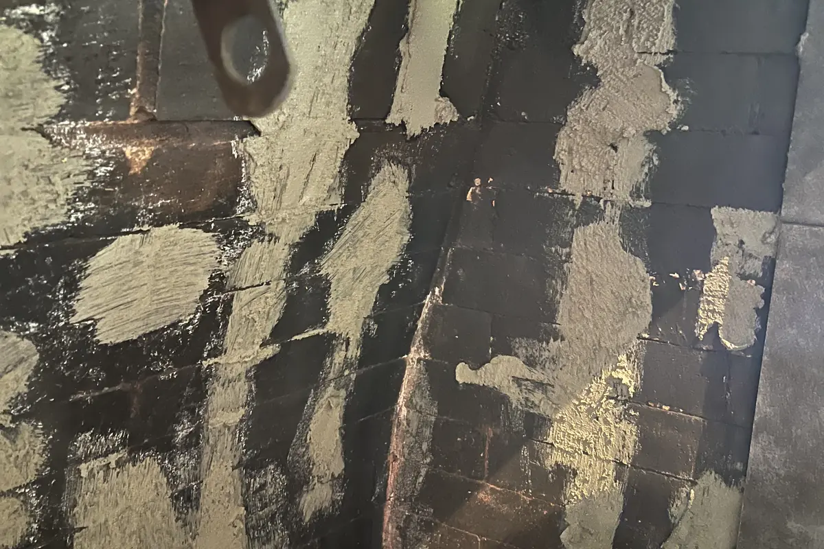 Chimney sweep in progress